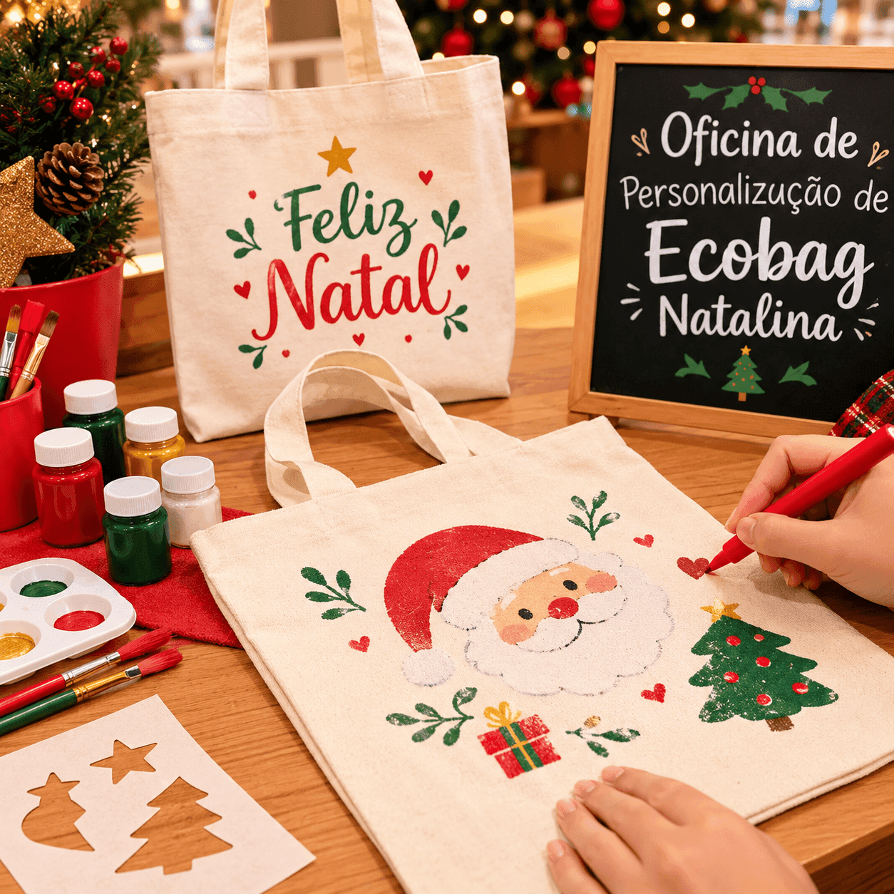 OFICINA DE PERSONALIZAÇÃO DE ECOBAG NATALINA