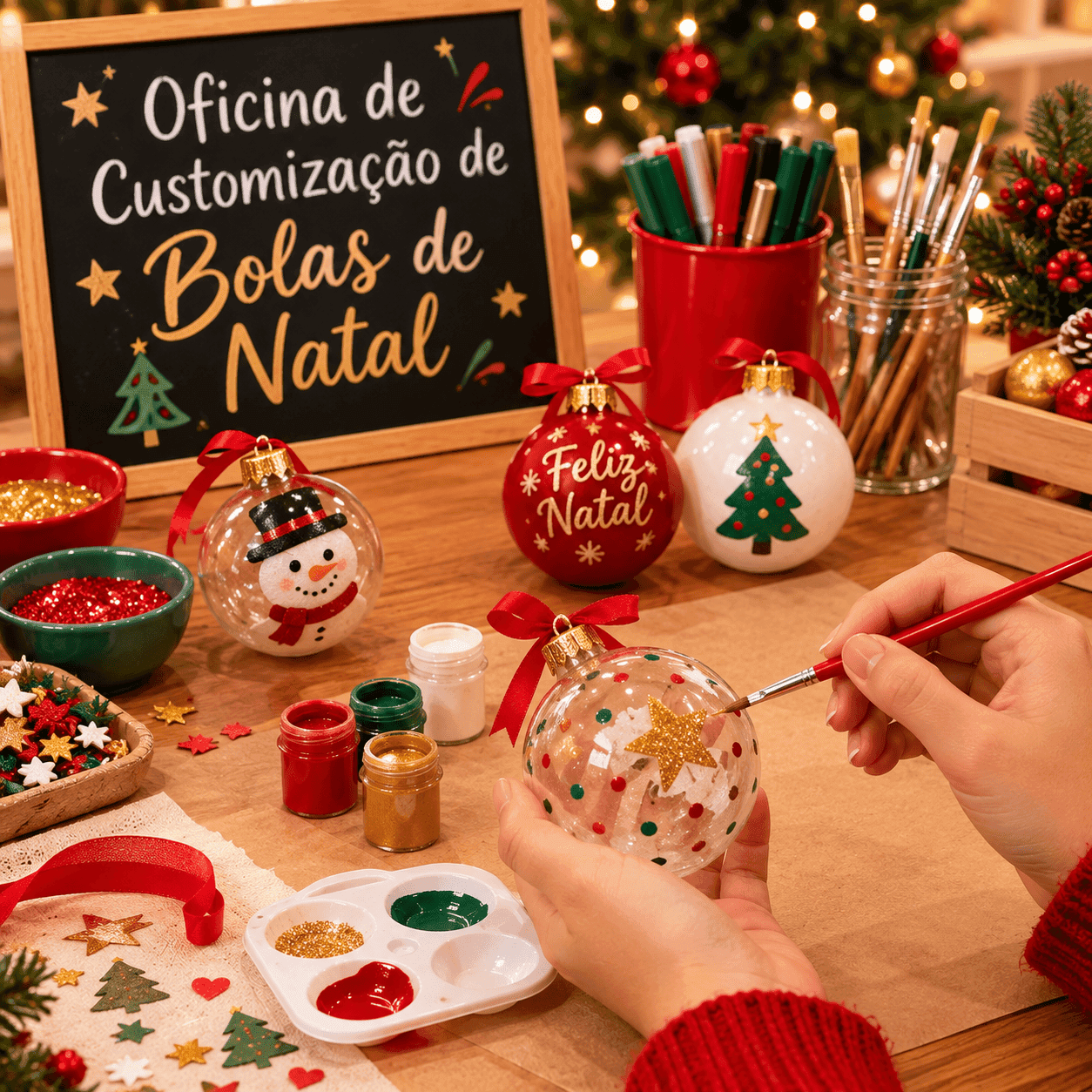 OFICINA DE CUSTOMIZAÇÃO DE BOLAS DE NATAL