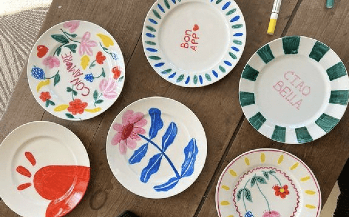 Pincelê: Arte & Pizza I Pintura de pratos de porcelana